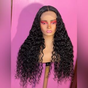 28” Water Wave 5x5 Closure Wig 300% Density 100% Human Hair Pre-Plucked